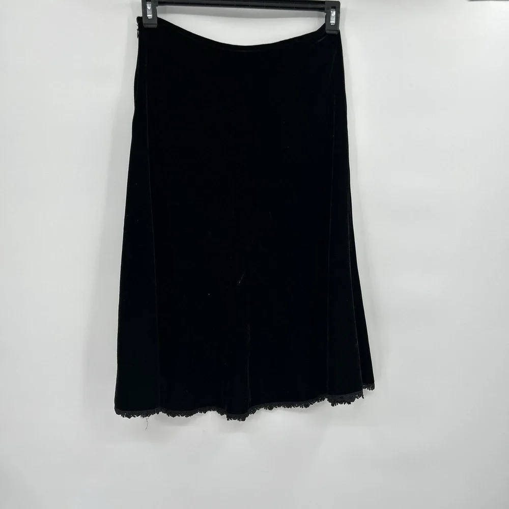 Vintage 90s Womens Black Velvet Skirt Size S Whimsigoth Witchy Vamp Romantic